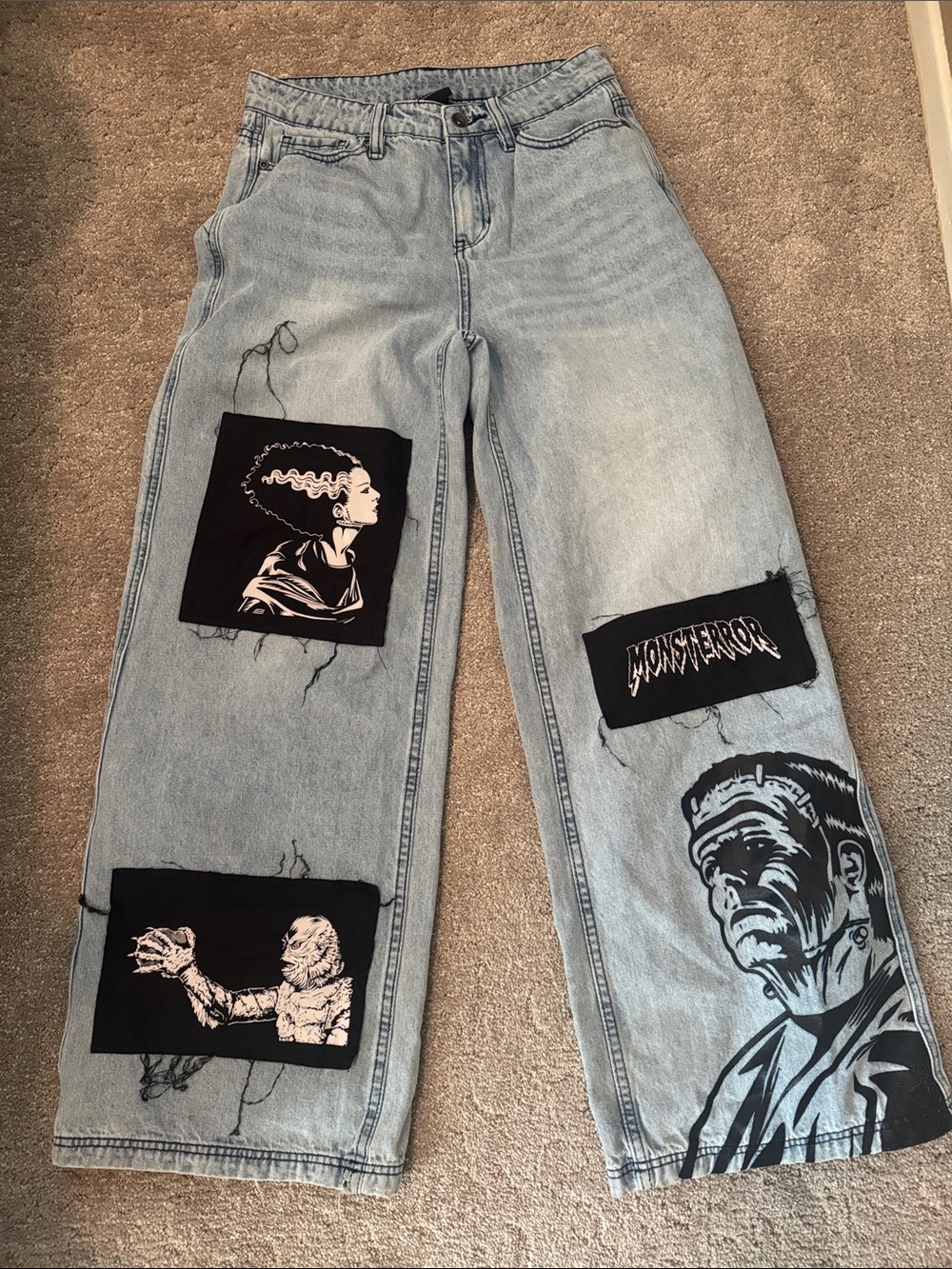 Universal Studios Monsters Wide Leg Jeans Halloween Pants